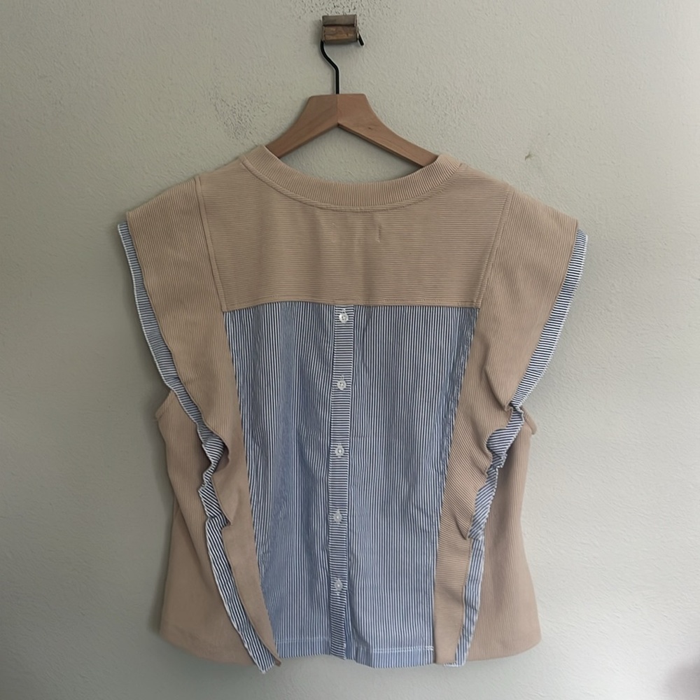 Anthropologie Sleeveless Menswear Popover Top - Picture 5 of 10